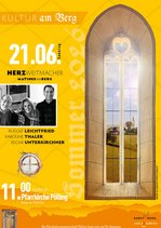 Plakat zur Veranstaltung "Matinee am Berg" aus der Reihe "Kultur am Berg" für den Sonntag, 21.6.2026 um 11:00 Uhr  „HERZWEITMACHER“